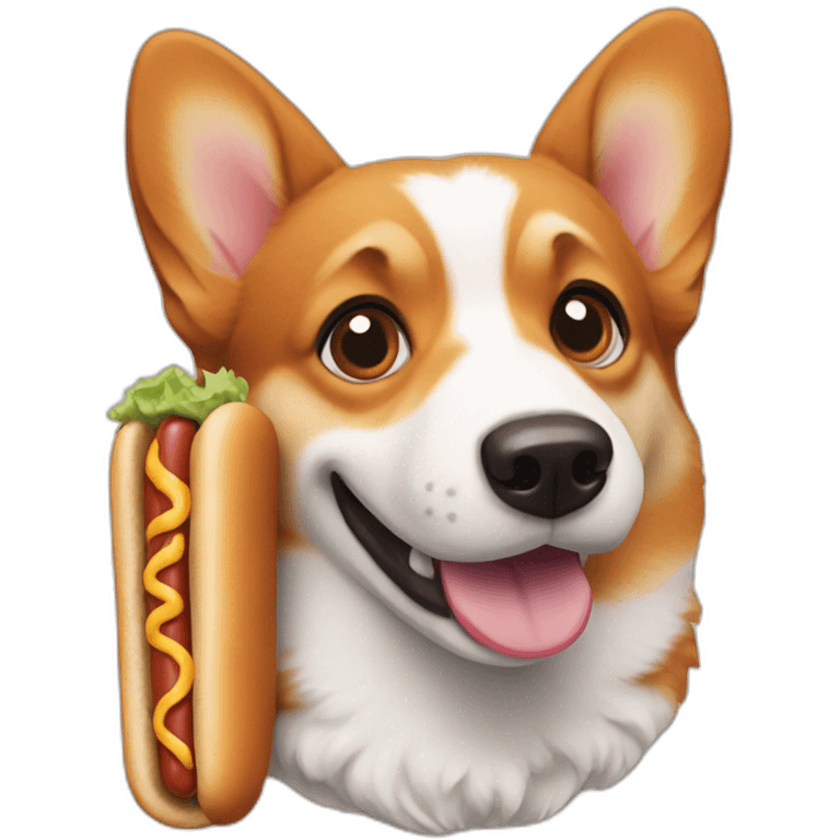 Corgi holding a hot dog emoji