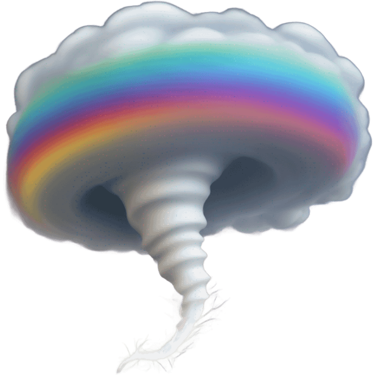 Tornado abstract with little rainbows flying over emoji