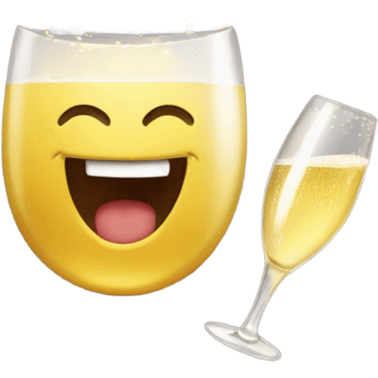 Smiley face cheering with champagne  emoji