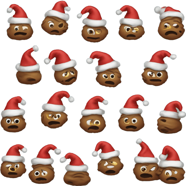 Poop wearing Christmas hat emoji