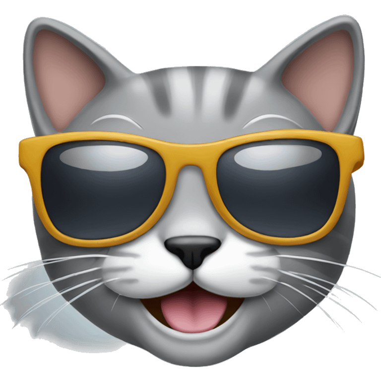 Gray cat with sunglasses laughing  emoji