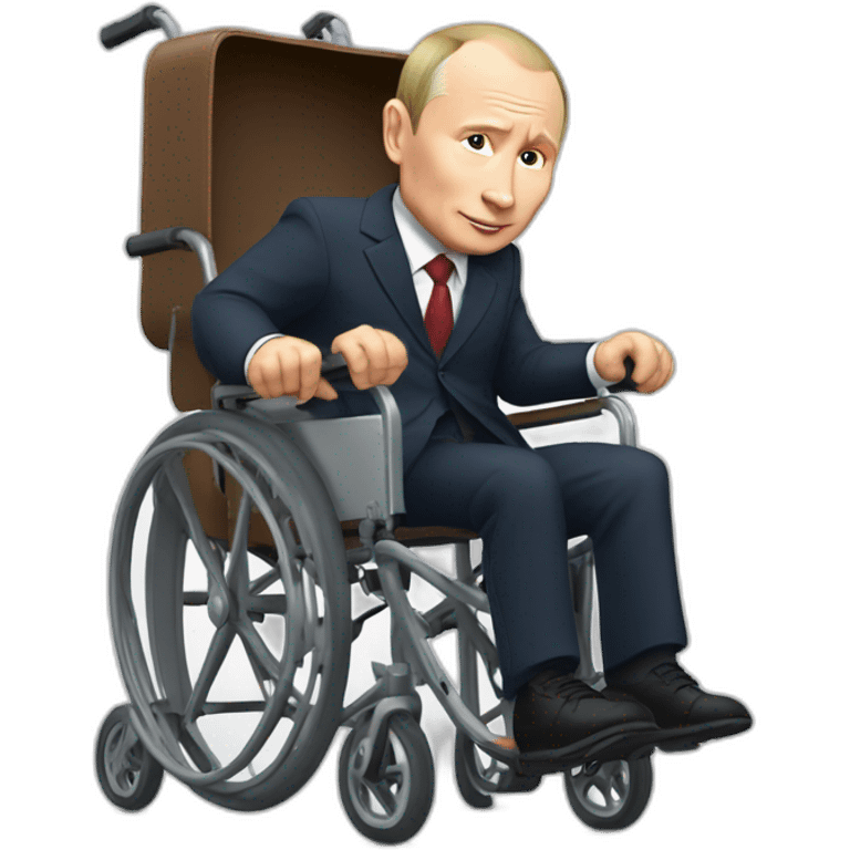 Small vladimir putin with big legs wheelchair jumps out of suitcase emoji