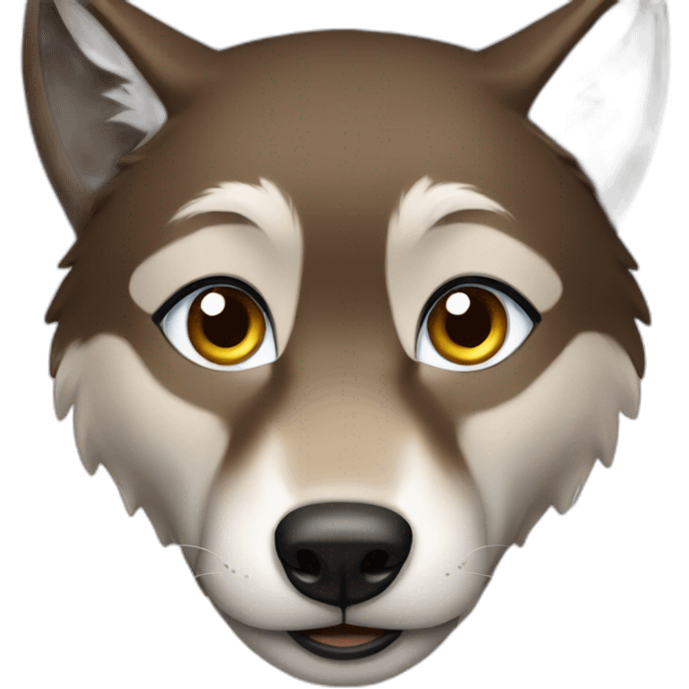 Brown female wolf blue eyes  emoji