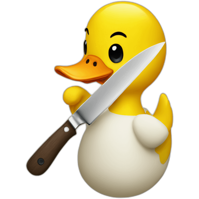 A yellow duck holding a knife emoji