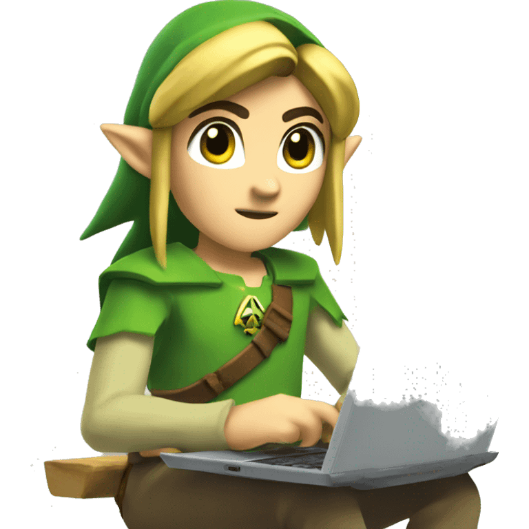 zelda link working with a laptop emoji