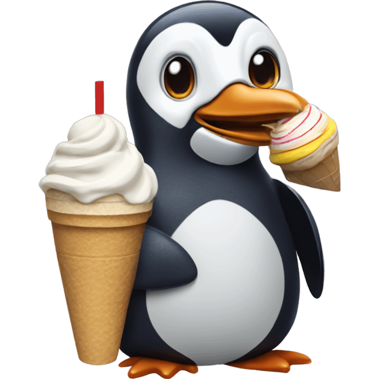 penguin having ice cream and club mate emoji