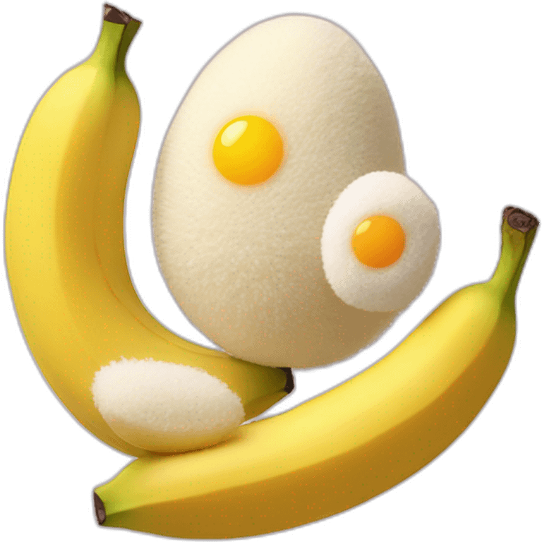 Fuzzy Banana with two fuzzy eggs emoji