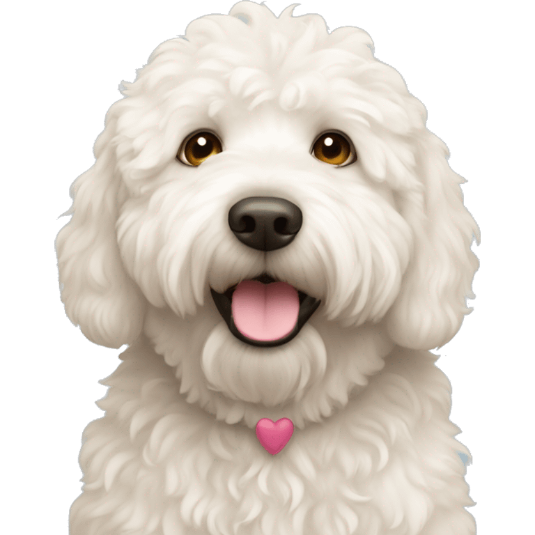 white fluffy labradoodle heart eyes emoji