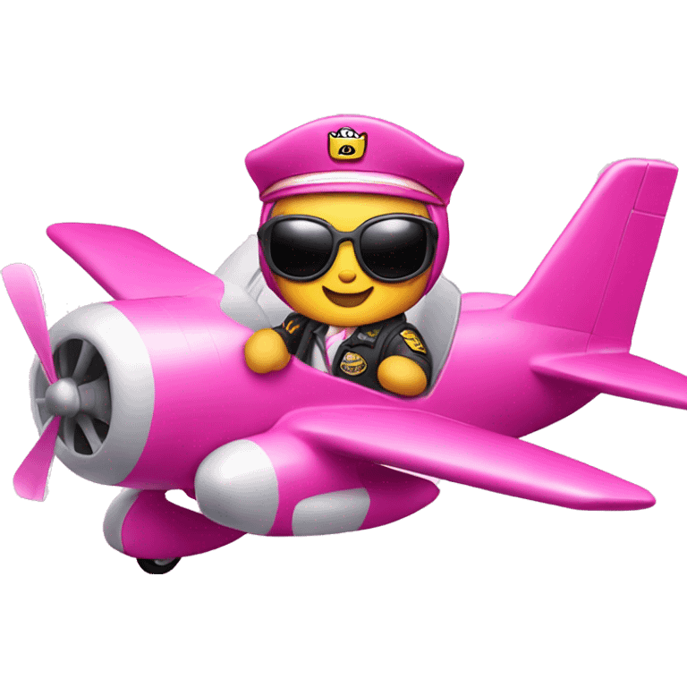 Hello Kitty as a pilot on a pink airplane emoji