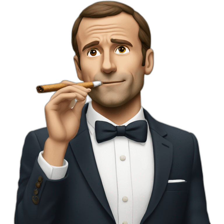 Macron smoking a cigare emoji