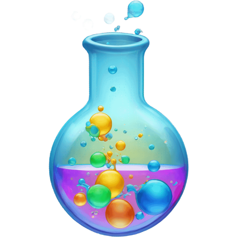 A chemical flask with head liquid inside and bubbles emoji