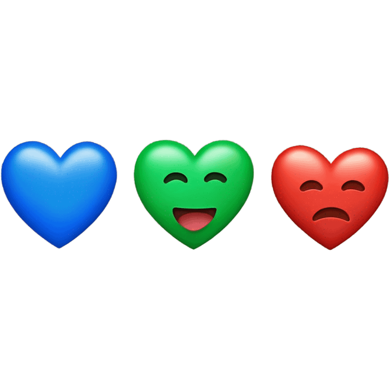 Red heart blue heart green heart emoji