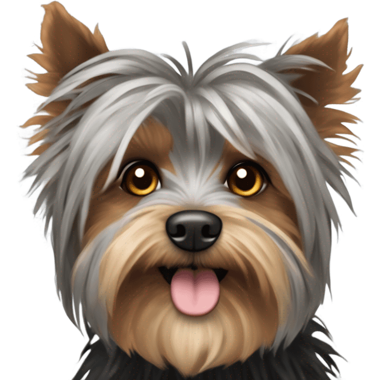 super old crusty scraggly black brown and a little bit of gray dog that’s super ugly and old yorkshire terrier and maltese mix make it way way way uglier and crustier  emoji