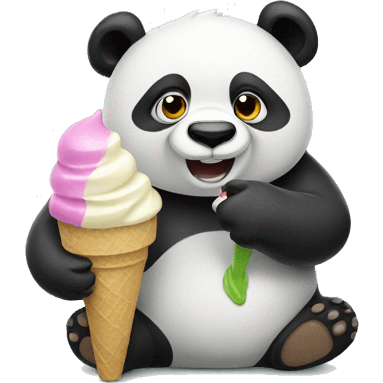 Panda eating ice cream emoji