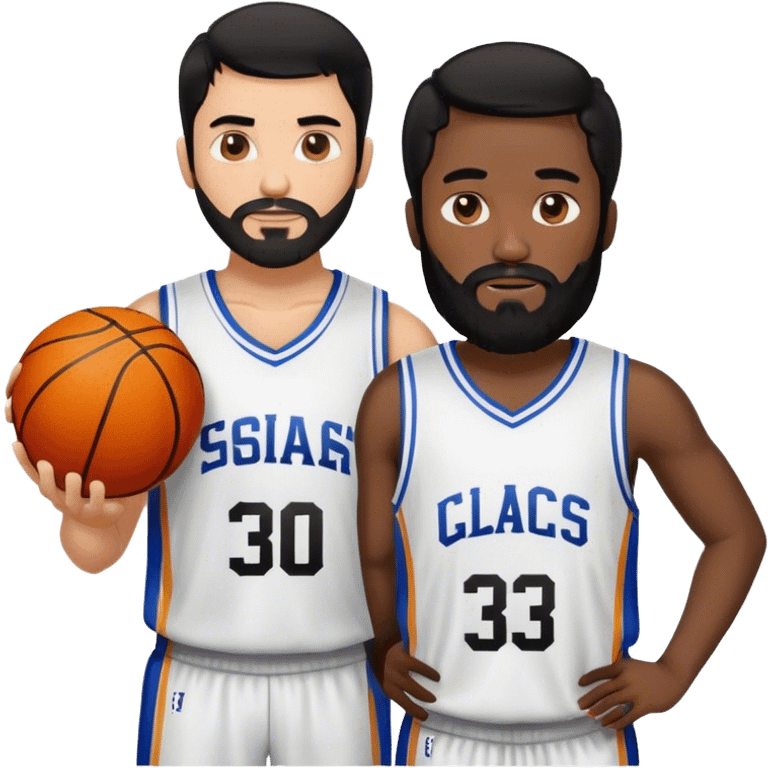 A man in his 30s black hair and bearded man with basketball jersey  emoji