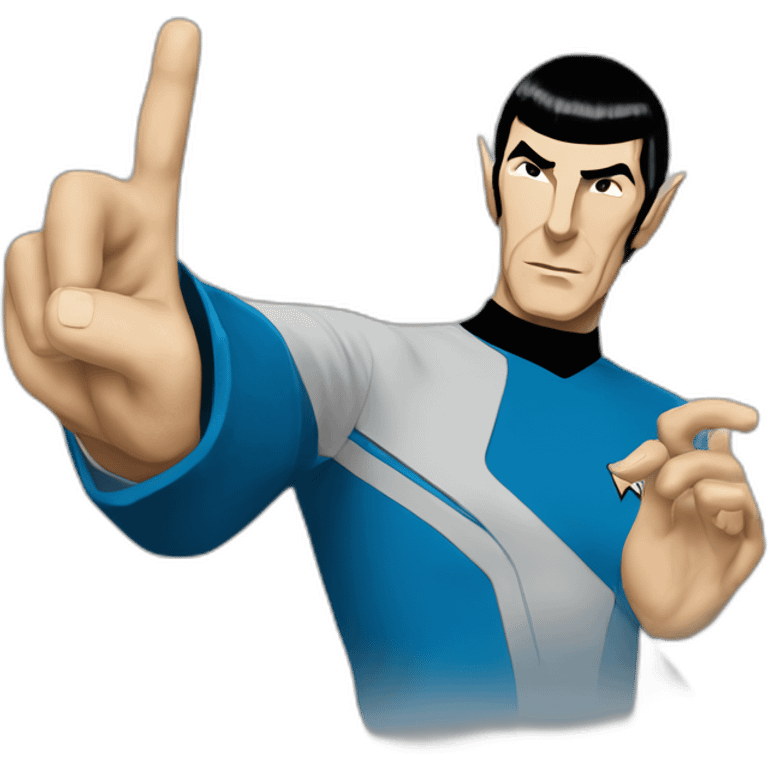 Spock making the Vulcan salute in Starfleet blue uniform (Star Trek) emoji