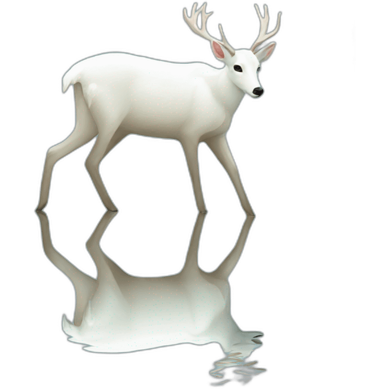 white deer reflected on the water emoji