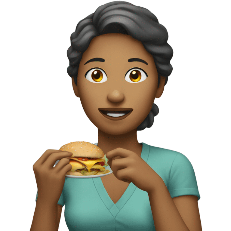 a woman eating emoji