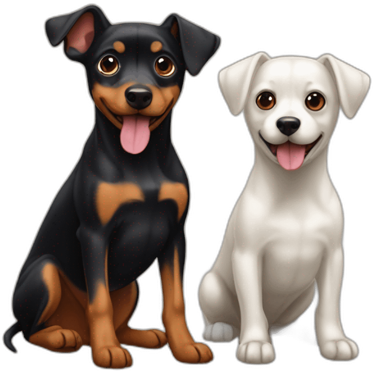 a dog of the zwergpinscher breed and a dog of the Maltese breed emoji