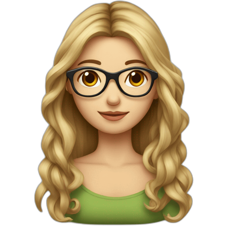 fille aux cheveux longs châtains avec des lunettes emoji