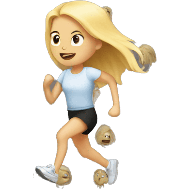 blonde girl running from a creeper emoji