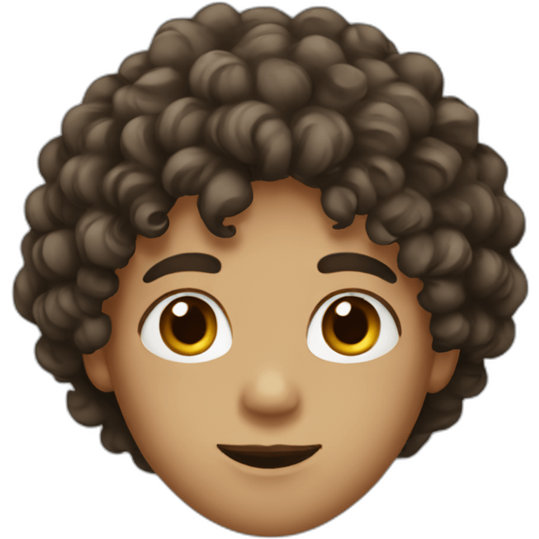 Boy with curly hair and brown eye emoji