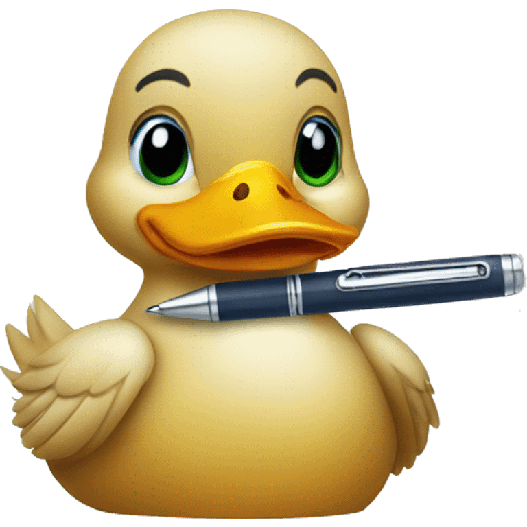 duck holding pen emoji