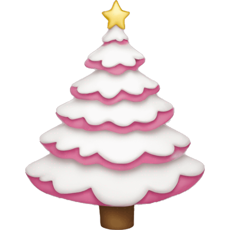 Pink and white Christmas tree emoji