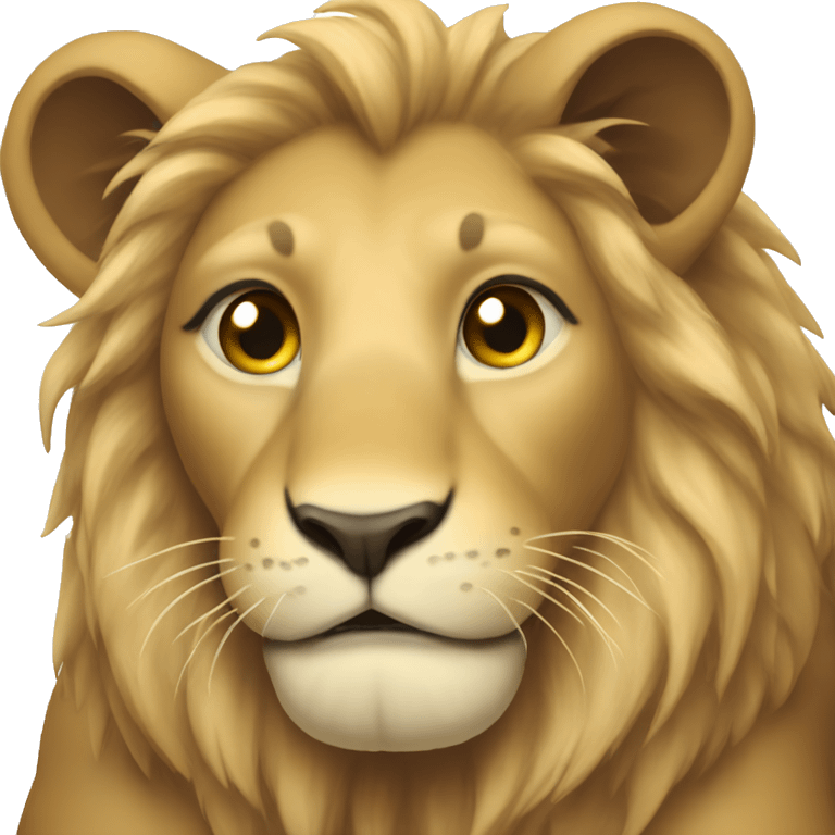 Young lion holding a big LOVE emoji