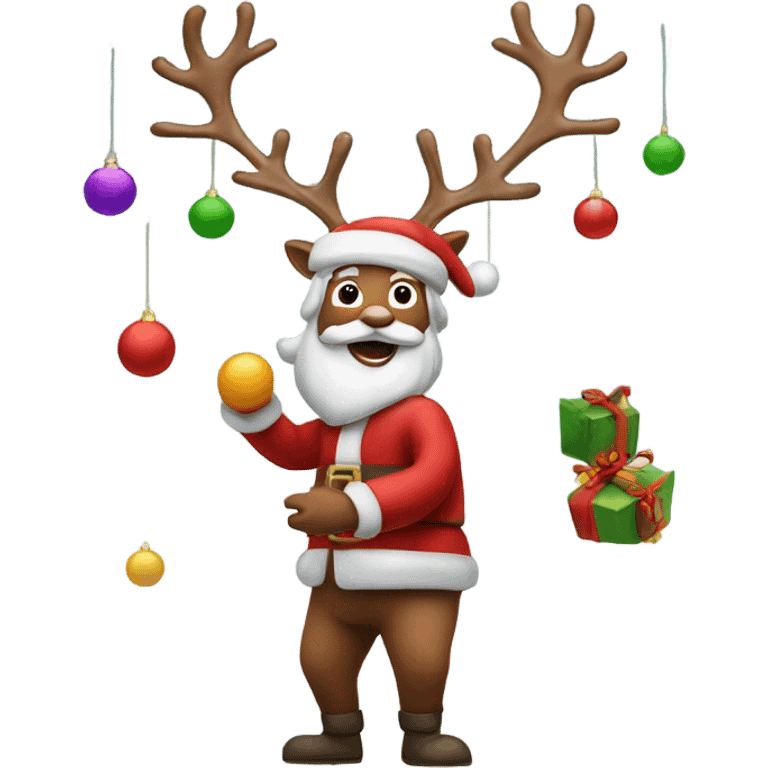 Santa juggling reindeer  emoji