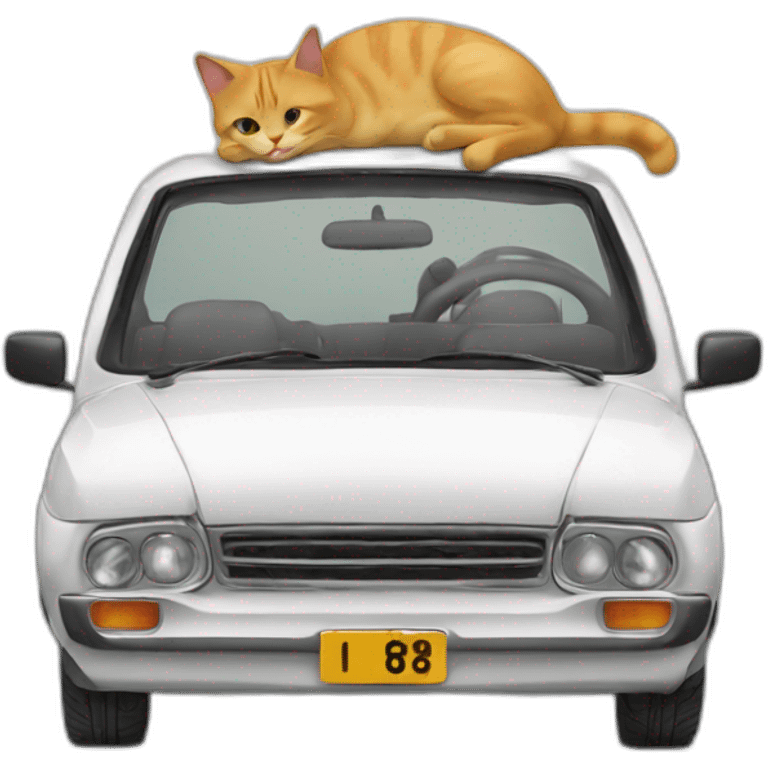 Un chat sur une voiture emoji