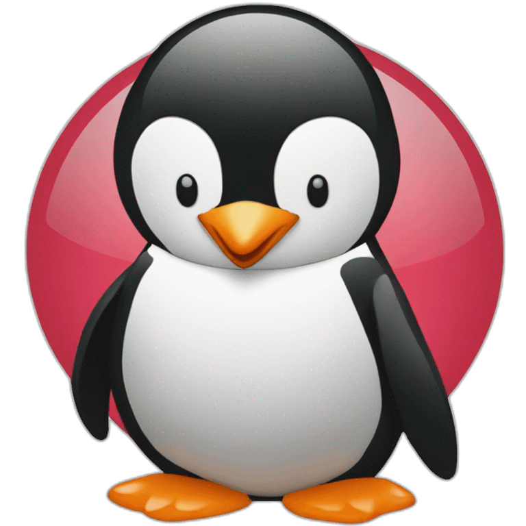 penguin with debian logo emoji