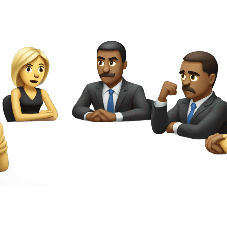 unhappy business people sitting around a table emoji