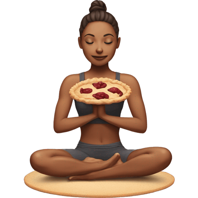 Yoga girl eating a pie emoji