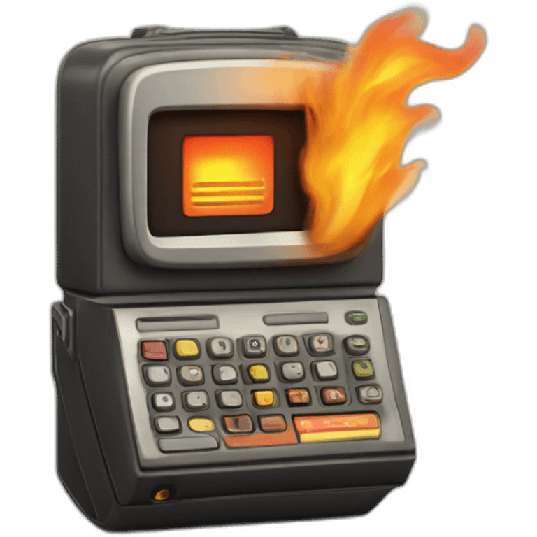 retro beeper on fire emoji