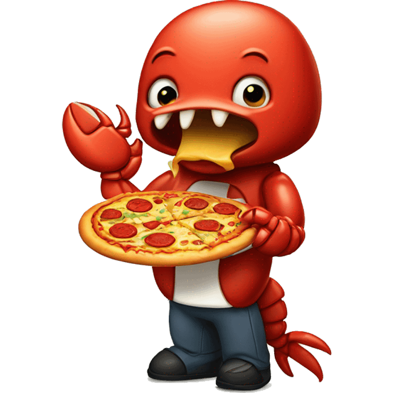 Cute Lobster eating pizza emoji