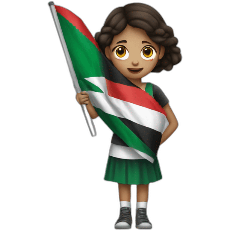 Injured girl holding Palestine flag emoji