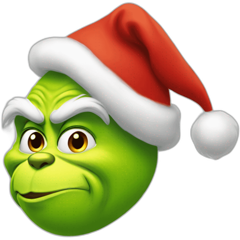 Only Grinch with red santa emoji