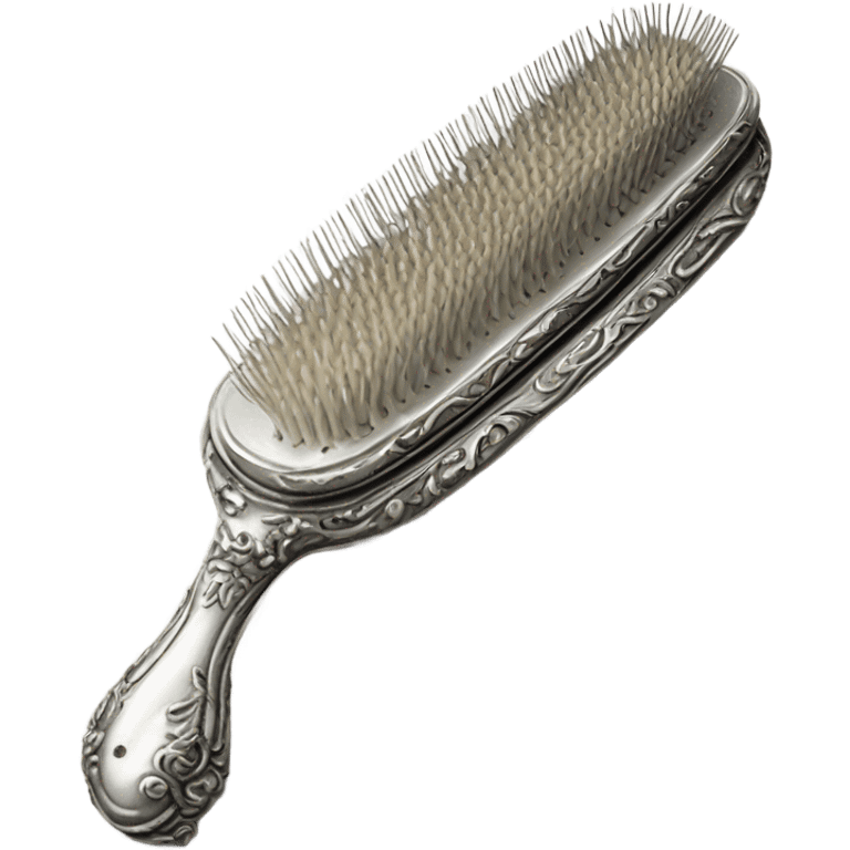 vintage rococo silver hair brush emoji