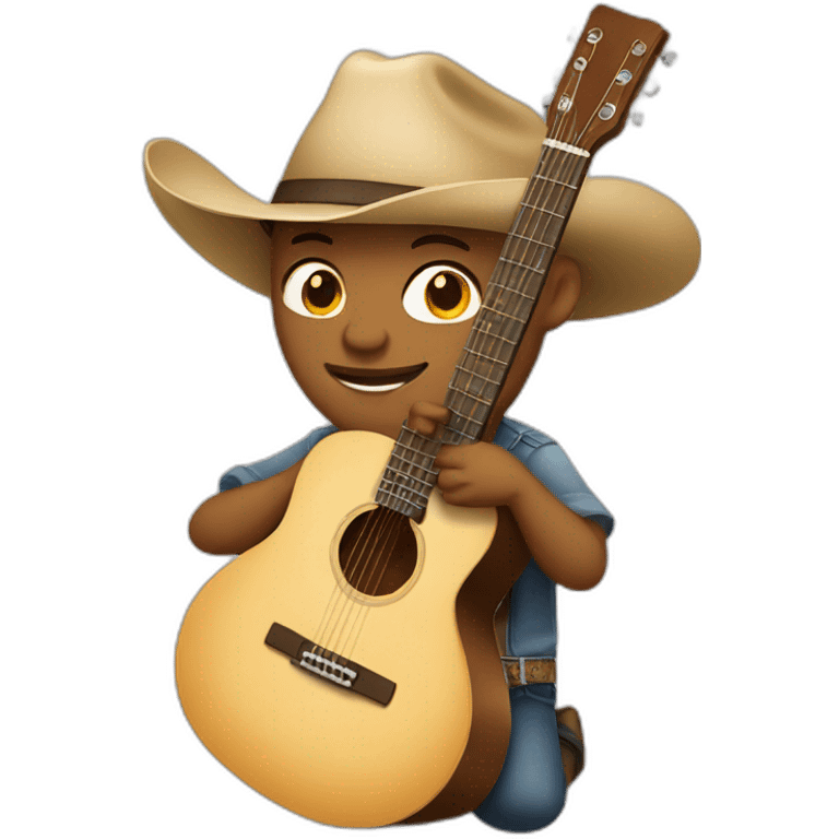 cute country musician jamming on acoustic guitar emoji