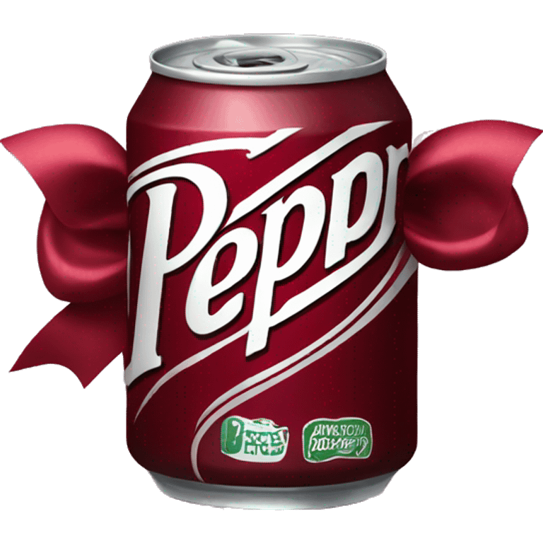 A Dr Pepper Can with a maroon bow on top emoji