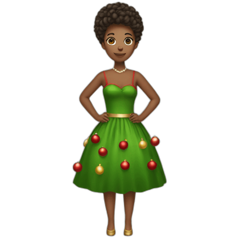 Woman, christmas dress, full body emoji