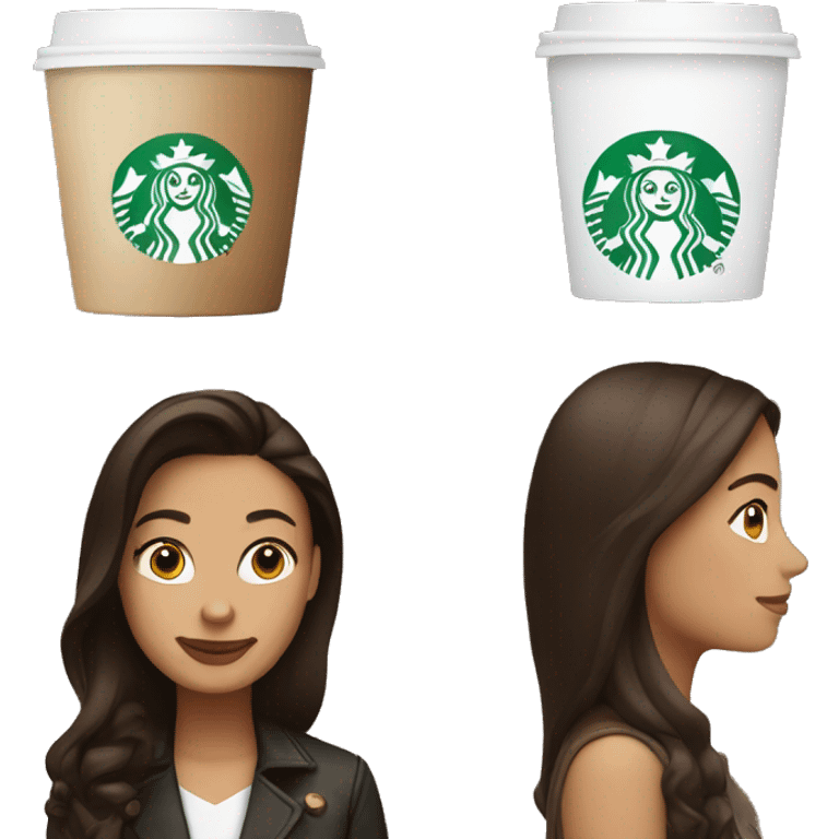 Brunette and starbucks emoji