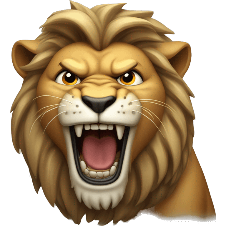 Very serious and Angry lion roars wriggling his head emoji