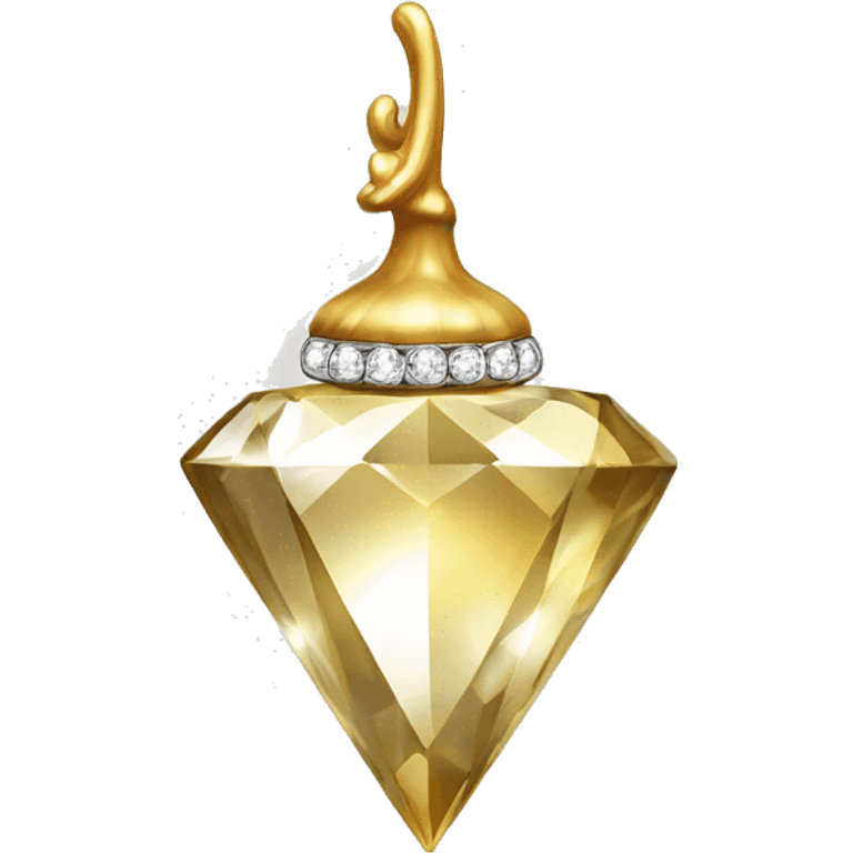 a Diamond Acorn, sparkling cut diamond, with stem of gold emoji