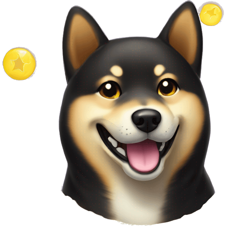 Black Shiba Inu smiling face with halo emoji