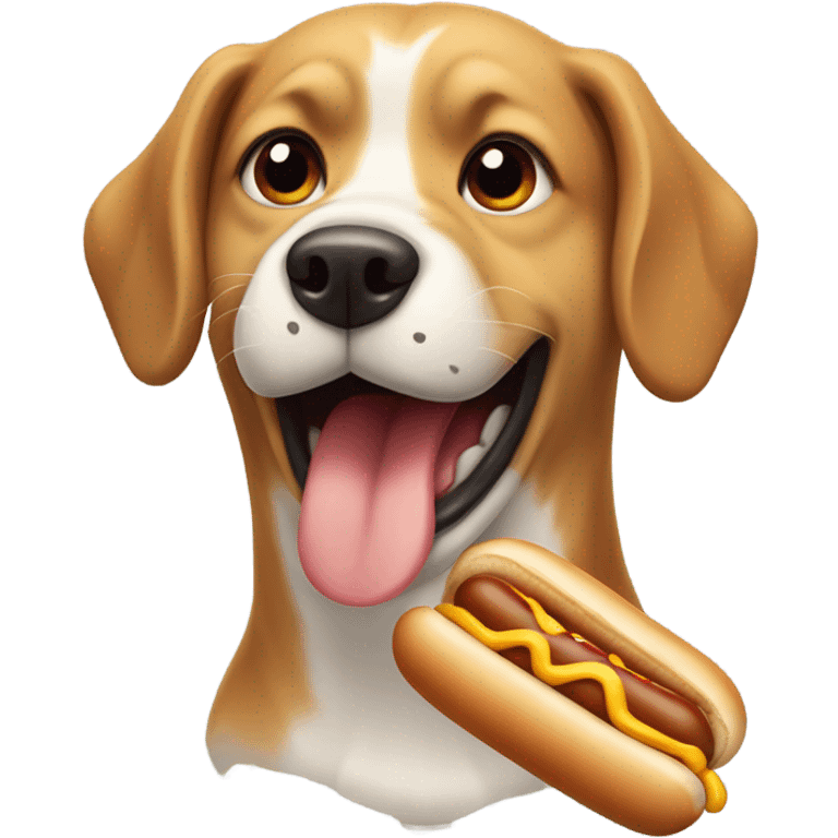 Dog eating a hot dog emoji