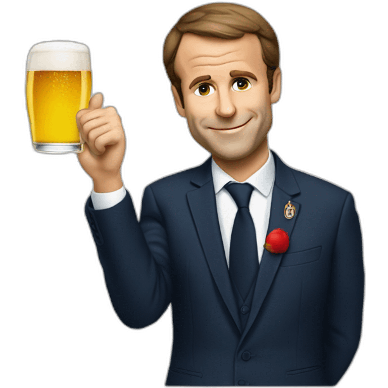 Macron avec une bière emoji