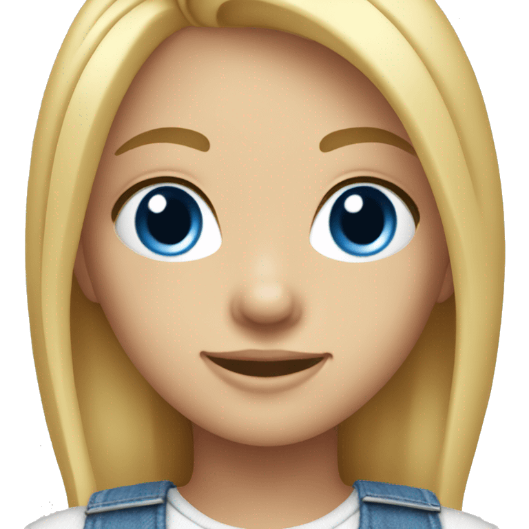 blonde girl in overalls smiling blue eyes emoji