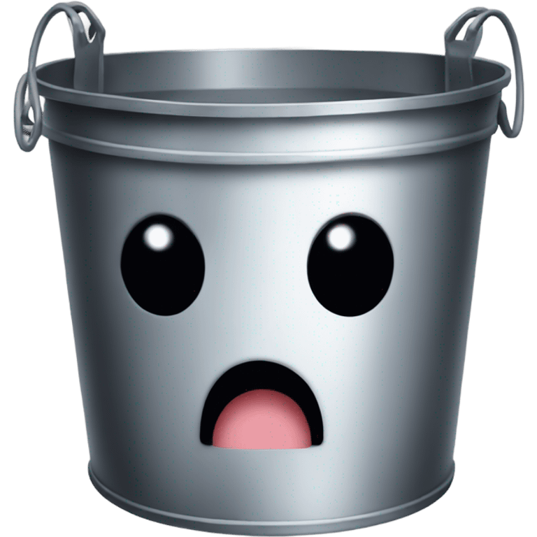 A metal bucket with (black dot Kirby eyes) emoji